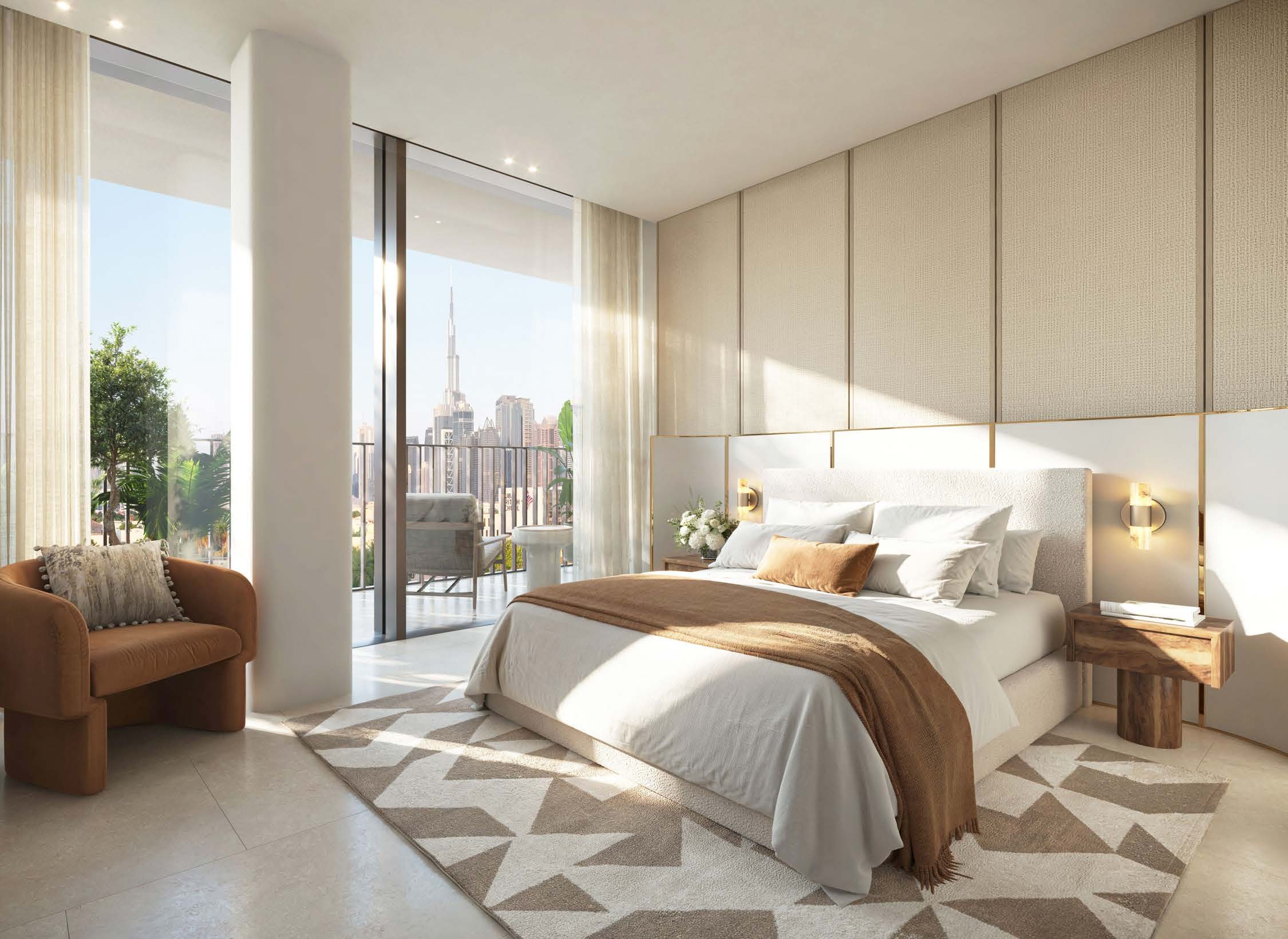 Principal bedroom suite looking toward Burj Khalifa