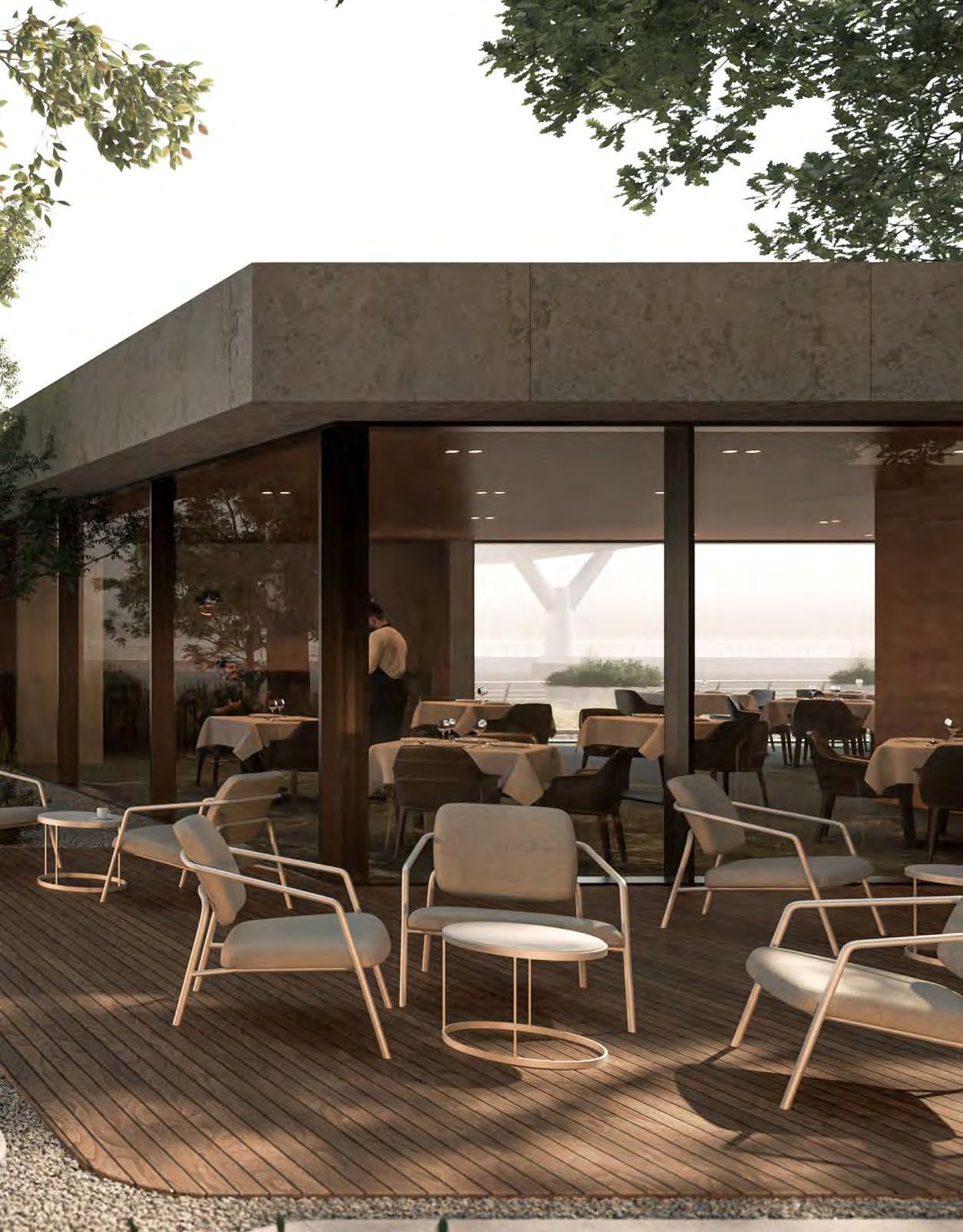 The canalfront dining pavilion